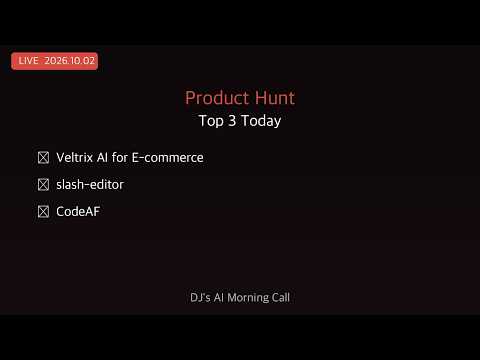 Product Hunt Top 3: Veltrix AI for E-commerce, slash-editor… #Shorts