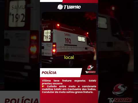 Grave acidente entre moto e camionete deixa ferido em Cachoeira dos Índios