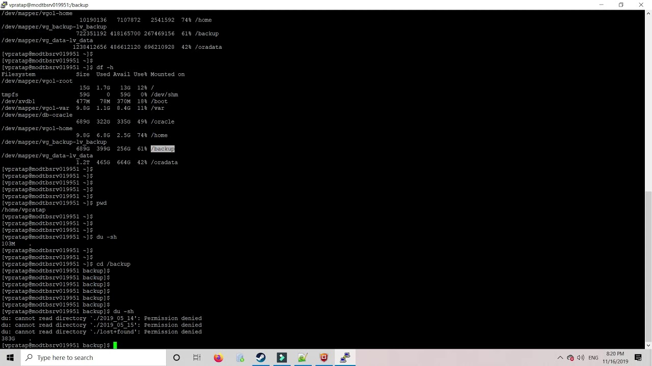 Disk Space Linux Commands