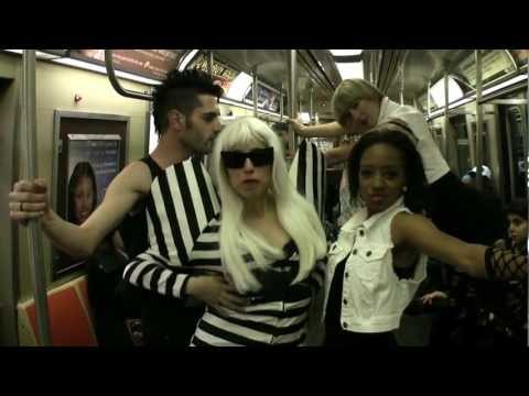 Lady Gaga (impersonator) Athena Reich on the New York City subway - outtake from official video