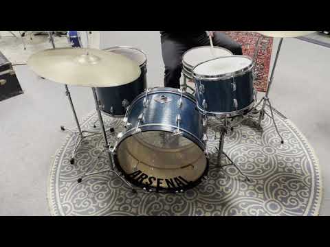 1960s Pearl "Aqua Sparkle" 14x22 9x13 and 16x16 Drum Kit
