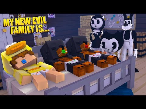 Minecraft MY NEW EVIL FAMILY IS.....BENDY ALICE ANGEL & BORIS FROM BENDY & THE INK MACHINE CHAPTER 3