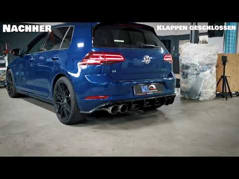 VW Golf 7R Facelift - JF Unlimited Klappenabgasanlage / vorher - nachher