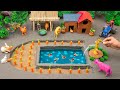 DIY tractor Farm Diorama with house for cow, pig, fish pond | how to plant a carrots field #15