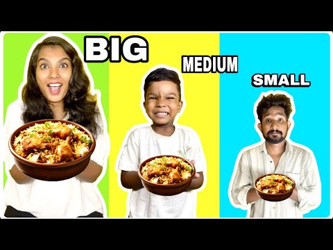 BIG Vs MEDIUM Vs SMALL POT CHALLENGE😍🥳|KUNJAPPAN