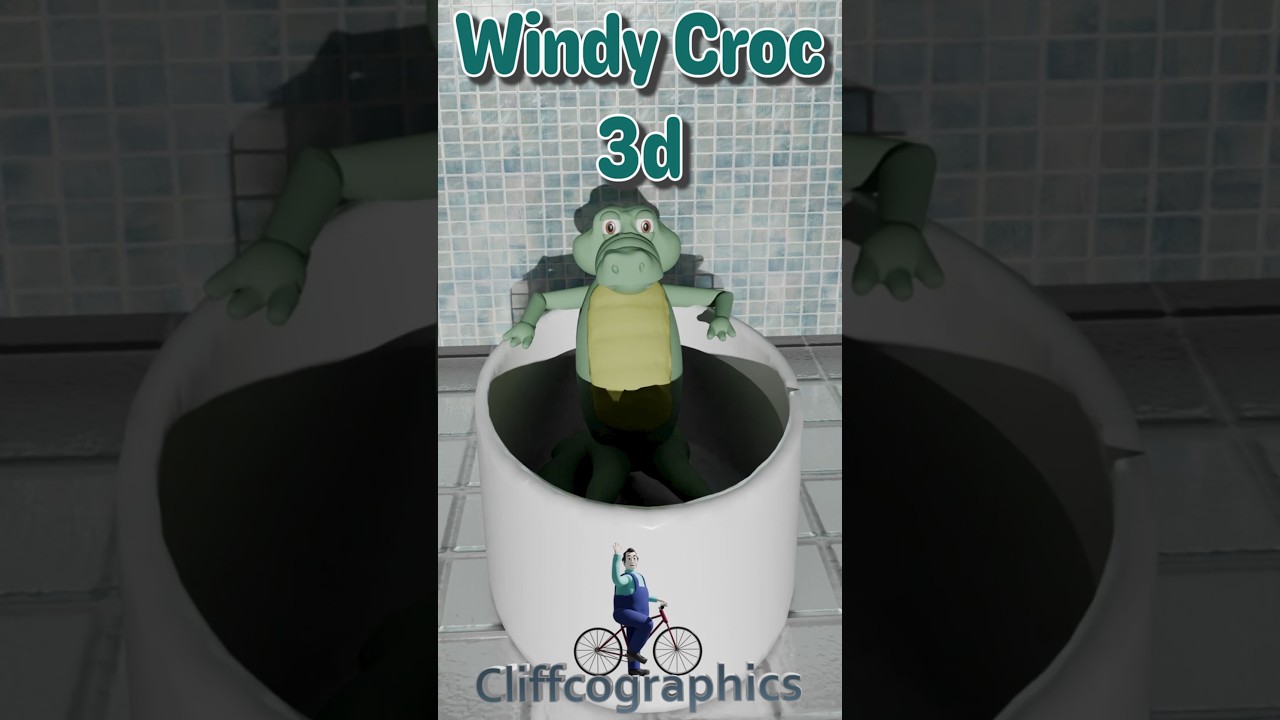 Windy Crocodile – Fart Bubble Bath FX in 3D (NomadSculpt + Blender Mascot Animation)