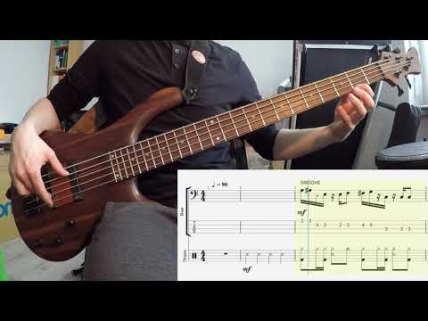 GrooveCell - Bass & Drum Grooves - funk_0012 (Video + Score) - 90 bpm - 4/4