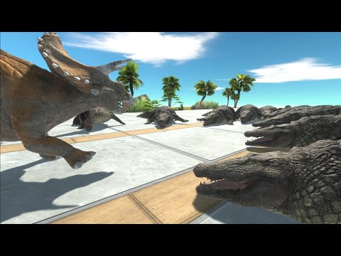 Escape from Deadly Mosasaurus - Animal Revolt Battle Simulator | triceratops arbs