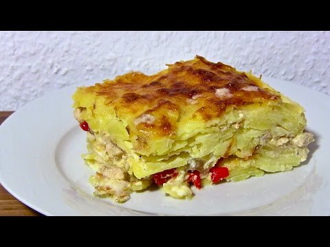 Kartoffelauflauf mit Hähnchenbrust-pikanter Kartoffelauflauf mit Hähnchen-Hähnchen Kartoffelgratin
