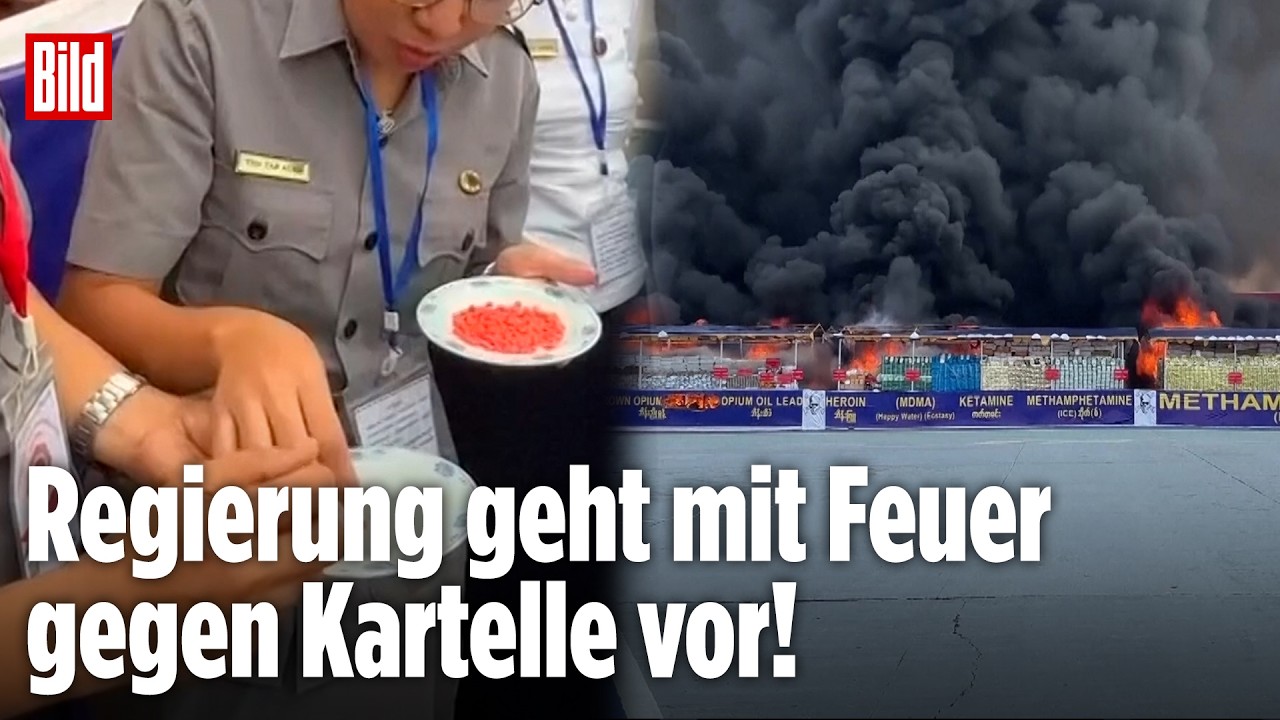 Drogenkrieg in Myanmar: Militär lässt 600-Millionen-Dollar-Drogenberg in Flammen aufgehen
