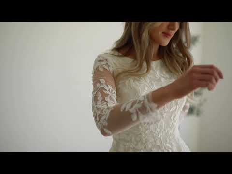 Hazel- Classic Modest A-line wedding dress with long...