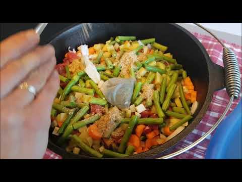 grüne Bohnen Eintopf im Dutch Oven