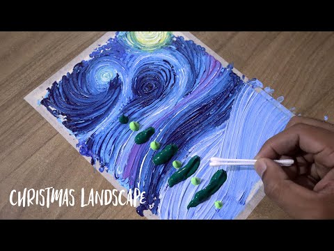 Starry Night Christmas | Abstract Art | Christmas Version of Van Gogh's Starry Night