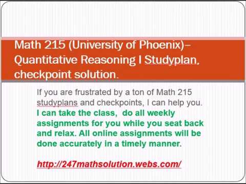 UOP Math 215 Studyplan, Checkpoint, Homework Solution