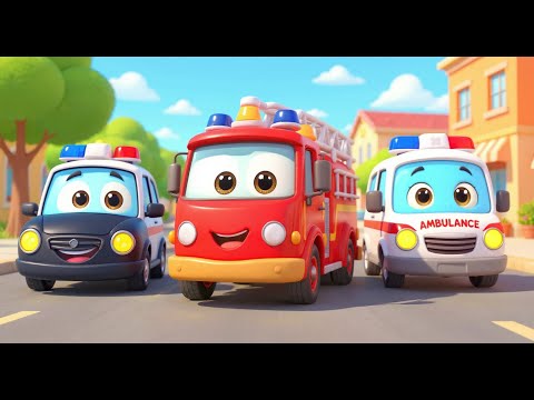 Fire Truck Ambulance Police Car Song for Toddlers | Fun Nursery Rhymes for Kids