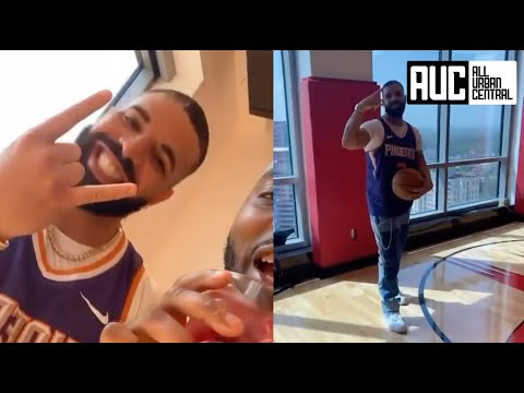 Drake Celebrates At James Harden House In Houston Shooting Hoops For CLB Album Release