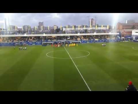AD Alcorcón - CF Fuenlabrada 1-1 the players are entering Estadio Santo Domingo 22. December 2019