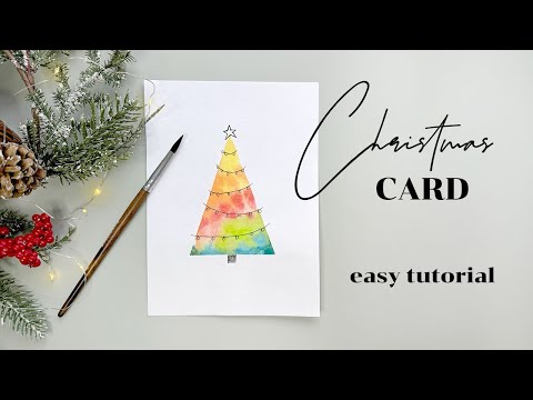 Simple Christmas Card in 2 Minutes - EASY Watercolor Christmas Tree Tutorial