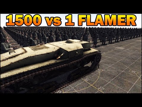 Men of War Assault Squad 2 - 1500 RIFLEMAN vs 1 FLAMERTHROWER SS-D TANK - Editor Scenario #2