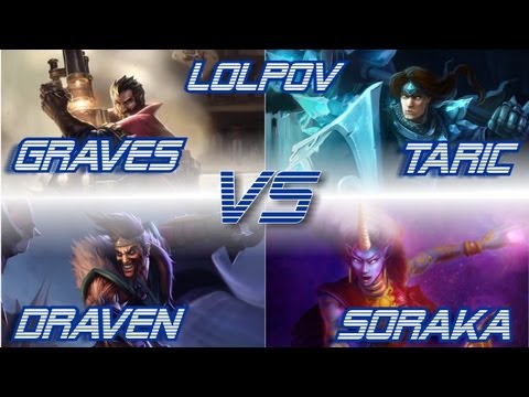 LoLPoV - Graves and Taric vs Draven and Soraka [Bot] (League of Legends Live Commentary)