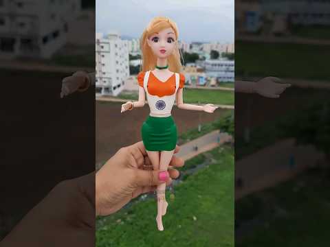 I Love My India🇮🇳🇮🇳 Tricolour Flag Dress Making For Barbie Doll With Balloons 🇮🇳💞Old Doll Makeover🥰