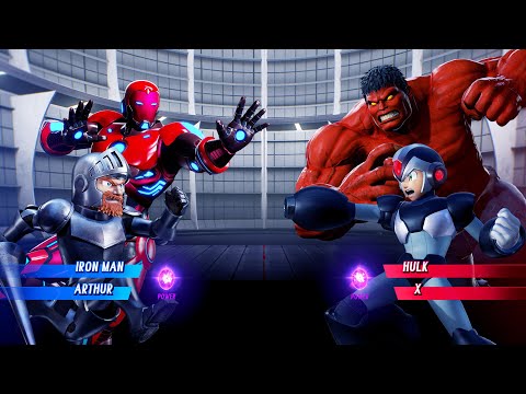 Iron Man & Arthur vs Red Hulk & X (Very Hard) - Marvel vs Capcom | 4K UHD Gameplay