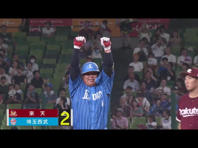 【4回裏】復帰後即チャンスで一打!! ライオンズ・渡部健人 同点タイムリー2ベースヒット!! 2023年8月17日 埼玉西武ライオンズ 対 東北楽天ゴールデンイーグルス