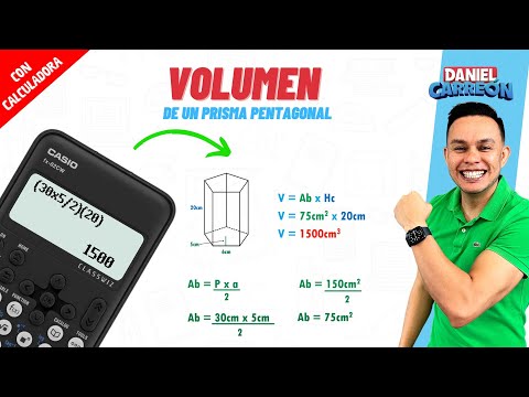 Part of a video titled VOLUMEN DE UN PRISMA PENTAGONAL Con calculadora
