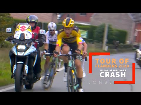 TOUR OF FLANDERS 2020 - JULIEN ALAPHIPPE CRASH WITH MOTO
