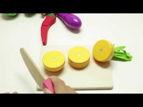 cutting fruits having fun with toys
