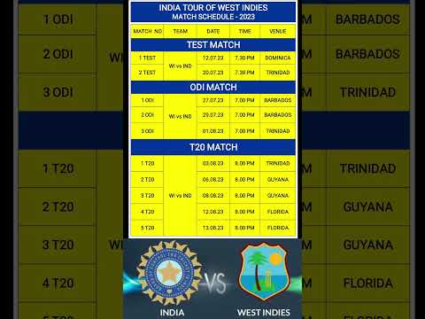 India vs Westindies match schedule 2023 / ind vs wi schedule 2023 / ind vs wi match date