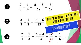 Subtracting Fractions with different denominators 5