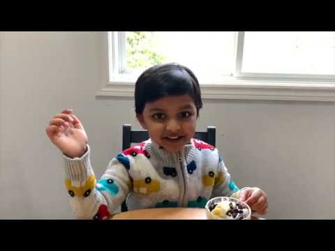 Toddler making fruit cream | Kid making Banana fruit cream | Video Recipe