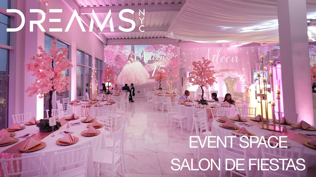 BEAUTIFUL QUINCEAÑERA with a CHERRY BLOSSOM THEME DECOR | DREAMS NYC - EVENT SPACE - SALON