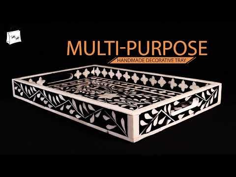 Handcrafted Bone Inlay Decorative Tray | Beautiful Vanity Tray | Shoptrend