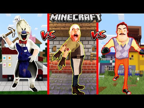 ACAYİP MİNECRAFT KAPIŞMASI 😲 Minecraft Hello Neighbor vs Ice Scream 4 vs Et Kafa
