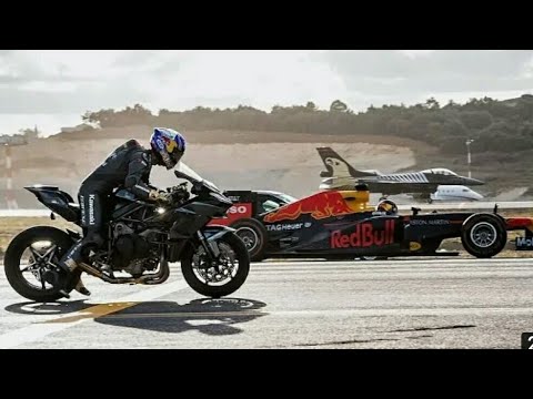 Drag Race !! Kawasaki Ninja H2r vs F16 Fighter Jet vs Super Cars vs F1 Car vs Private Jet !!