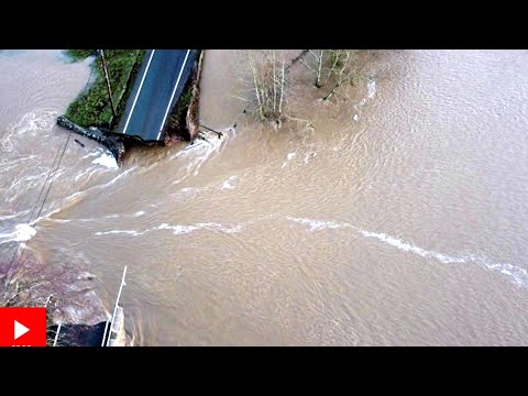 Storm Christoph Bridge over the River Clwyd collapses