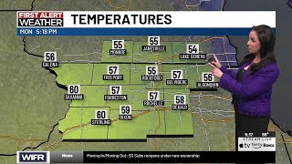 Not as cold tonight, with an isolated storm chance Tuesday