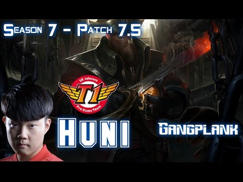 SKT T1 Huni GANGPLANK vs JAYCE Top - Patch 7.5 KR Ranked