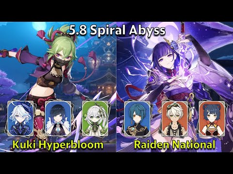 C5 Kuki Hyperbloom & C2 Raiden National - Genshin Impact 5.8 Spiral Abyss Full Clear