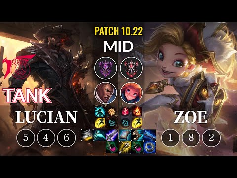 TLN Tank Lucian vs Zoe Mid - KR Patch 10.22