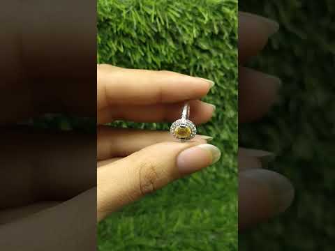 Natural Citrine 925 Sterling Silver Oval CZ Ring