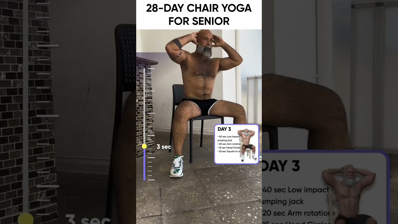 28 Days Chair Yoga for Senior #workout #fitness #fullbodyworkout #shorts