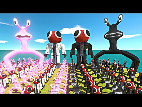Rainbow Friends Pink Team + Red Team vs Shadow Itself - Animal Revolt Battle Simulator