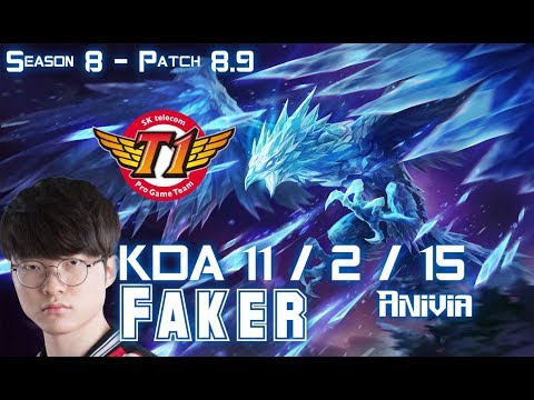 SKT T1 Faker ANIVIA vs XERATH Mid - Patch 8.9 KR Ranked
