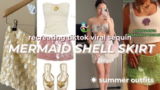 Recreating Viral TikTok Sequin Shell Skirt | diy fashion & summer outfit inspo