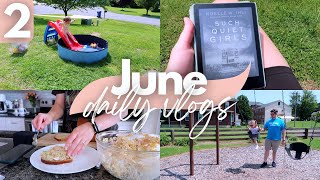 JUNE 2 VLOG | park day, pool setup, my reading recently and current read, tuna salad, laundry + more