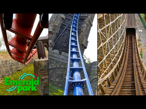 ALL Roller Coasters at Emerald Park Ireland | Front Seat 4K On-Ride POVs