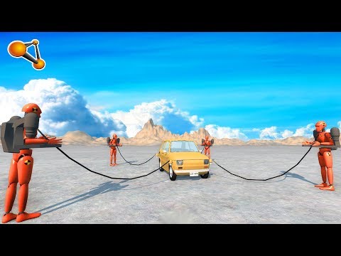 Beamng Drive - Impossible stunts /w chain rope rock (giant chain crashes)